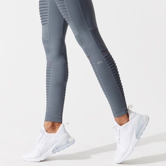 ALOYOGA HIGH WAIST MOTO LEGGING CONCRETE GLOSSY - Picture 2 of 6